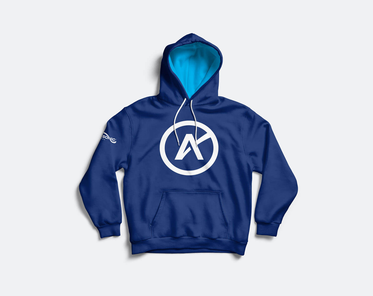 A blue hoodie from the Aquasonic branded merchandise range