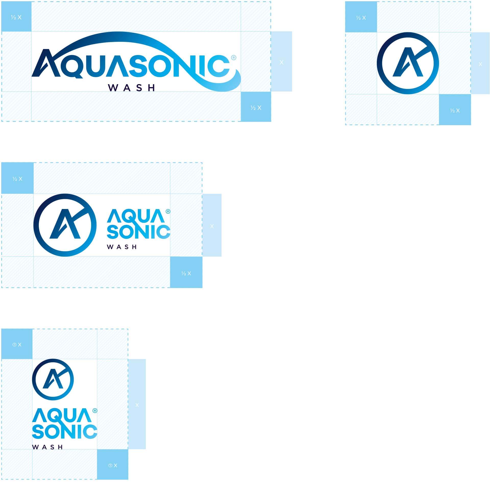 Aquasonic carwash USA logo variations