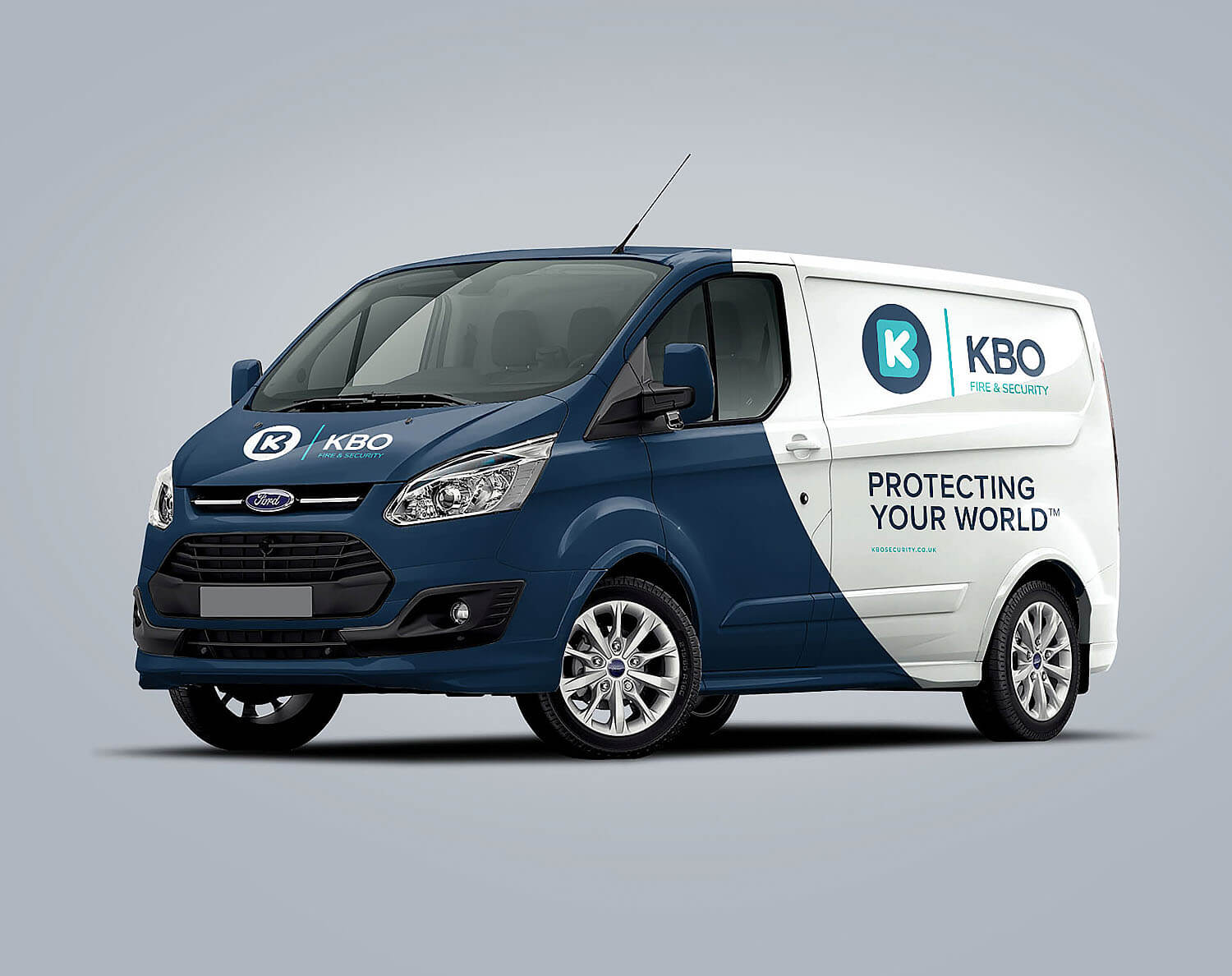 car branding and Van livery design for KBO Fire & Security Brand design refresh