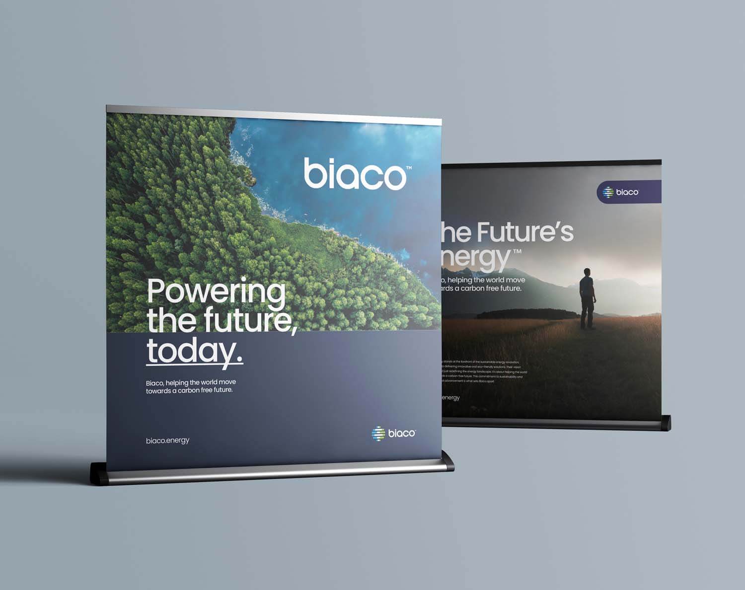 roller banner displays for new clean energy provider BIACO
