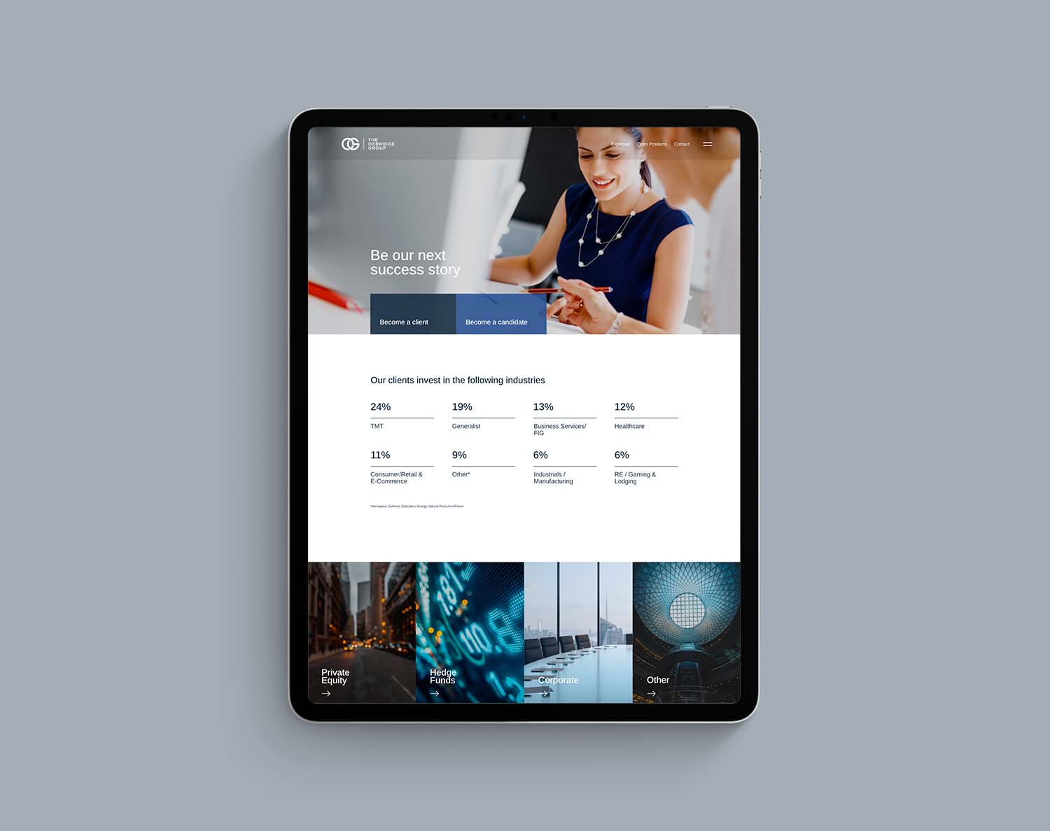 The Oxbridge Group - Mobile web design ipad